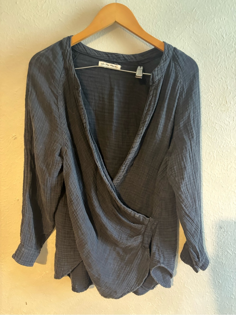 Grey Wrap-Style Women's Top